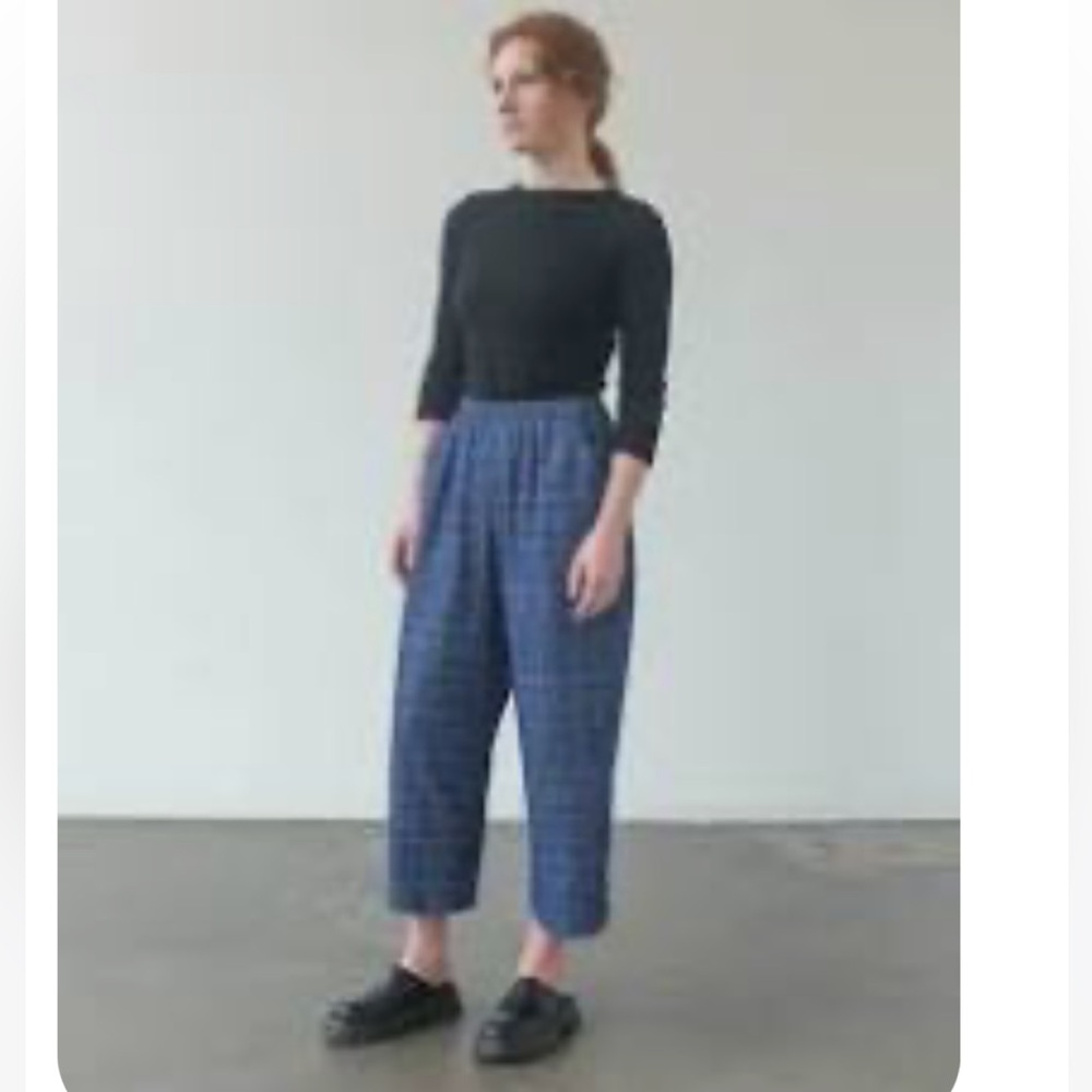 NWOT REIFhaus Roz Trouser in Denim Discharged Plaid